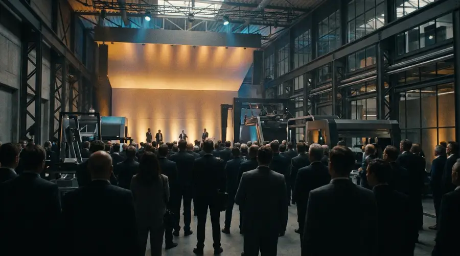 Convention d’entreprise dans un grand espace industriel moderne
